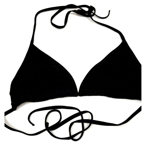 Eidon Black Triangle Bikini Top XL Strappy Halter Swim Minimalist Surfwear Beach - Picture 1 of 2